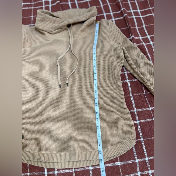 LAUREN RALPH LAUREN 100% Cotton Khaki Waffle Knit Cowl Neck Sweater, Size Small - Picture 11 of 14